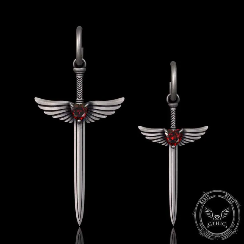The Sword Of Angles Heart Gem Sterling Silver Earrings sold by GTHIC