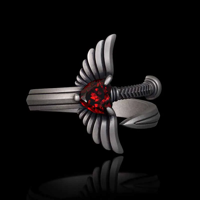 The Sword Of Angles Heart Gem Sterling Silver Ring sold by GTHIC