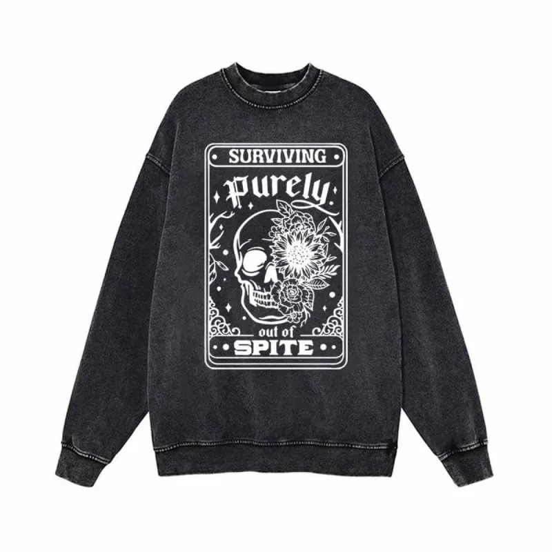 Survival Purely Out Of Spite Skull Tarot Sweatshirt sold by GTHIC