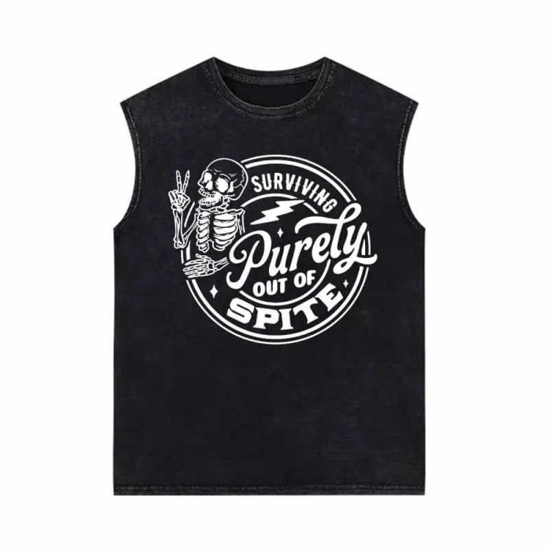 Survival Purely Out Of Spite Skull Pattern Vest Top sold by GTHIC