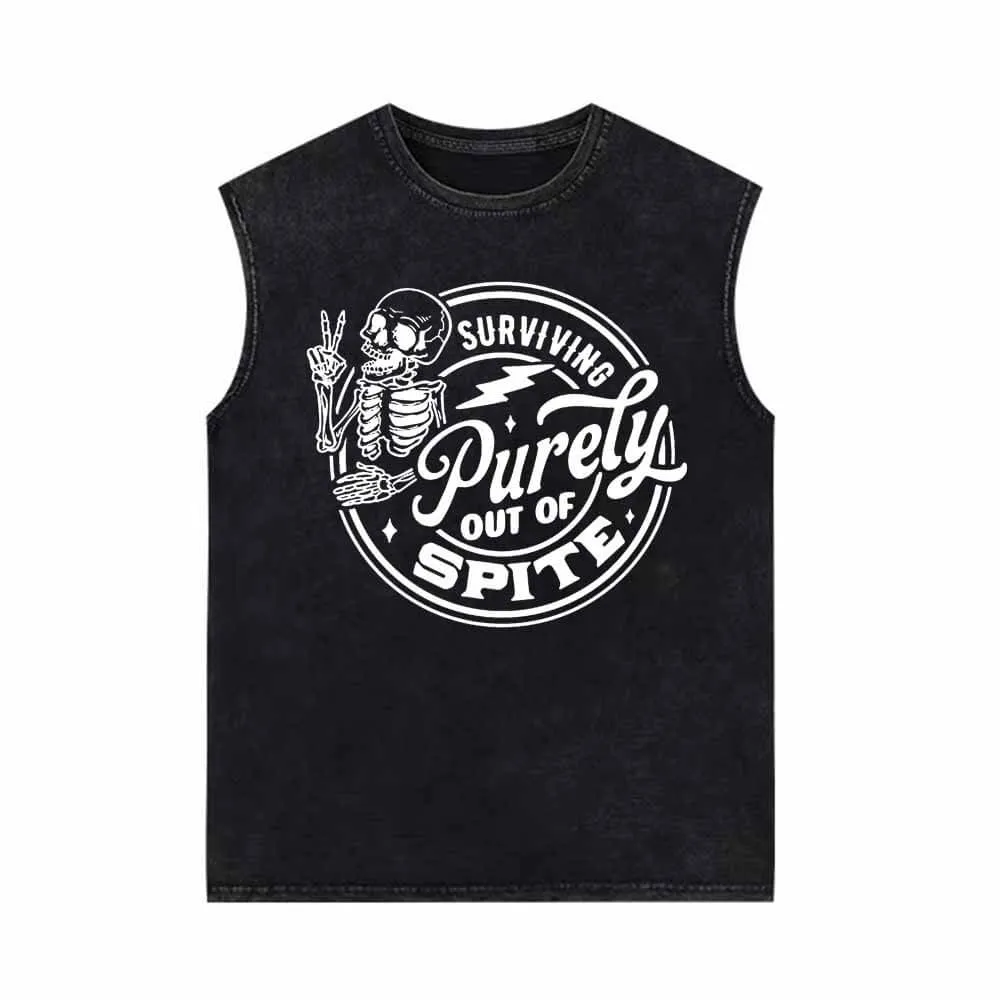 Survival Purely Out Of Spite Skull Pattern Vest Top sold by GTHIC