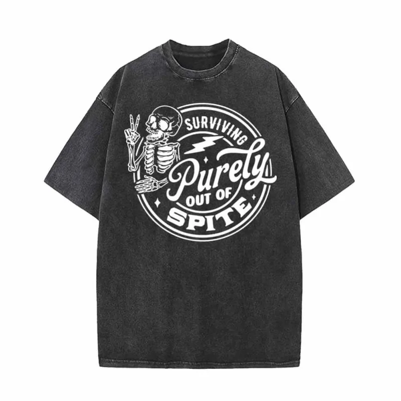 Survival Purely Out Of Spite Skull Pattern T-shirt sold by GTHIC