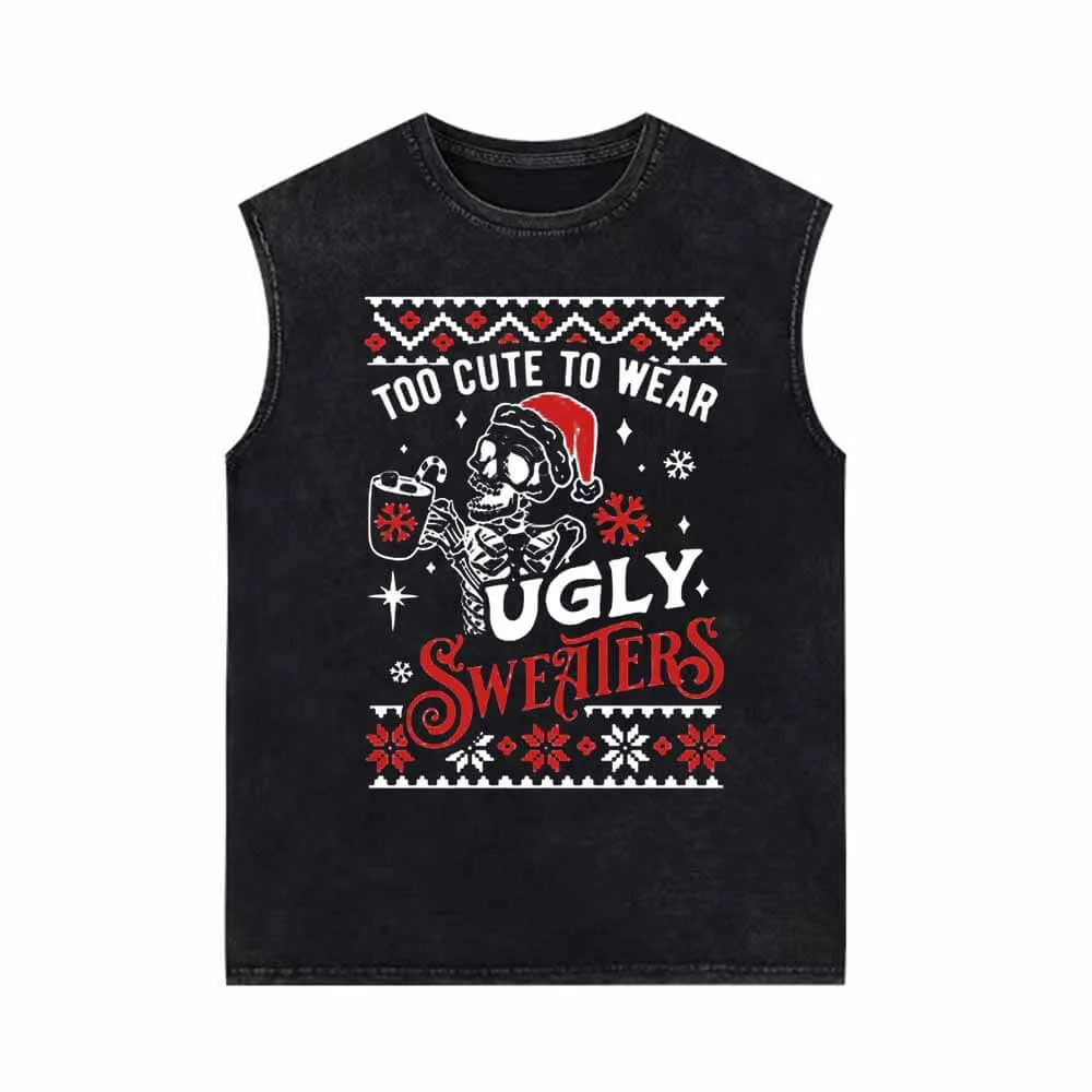 Too Cute To Wear Ugly Sweaters Vintage Washed Vest Top sold by GTHIC