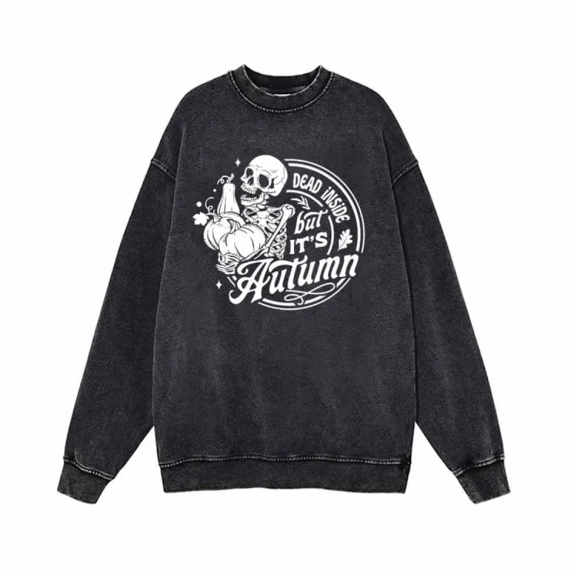 Dead Inside But It's Autumn Vintage Washed Sweatshirt sold by GTHIC