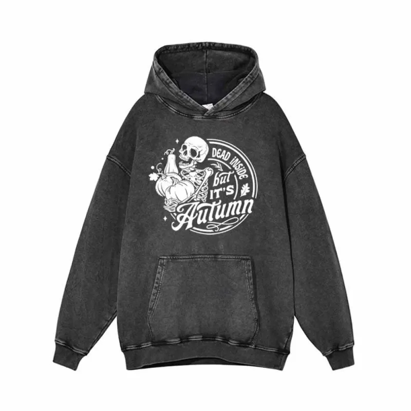 Dead Inside But It's Autumn Vintage Washed Hoodie sold by GTHIC