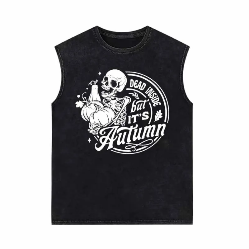 Dead Inside But It's Autumn Vintage Washed Vest Top sold by GTHIC