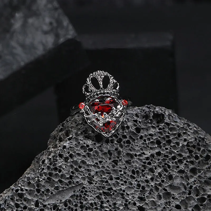 Gothic Crown Heart Alloy Open Ring sold by GTHIC product image thumbnail 4