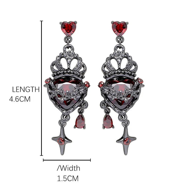 Gothic Crown Heart Four-Pointed Star Alloy Earrings sold by GTHIC product image thumbnail 5