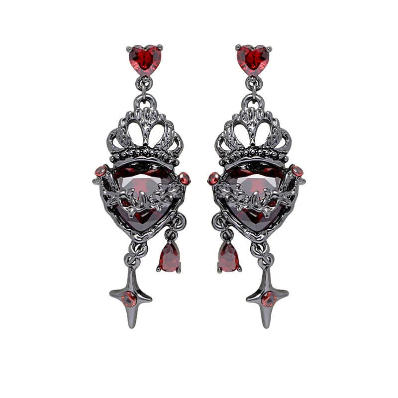Gothic Crown Heart Four-Pointed Star Alloy Earrings sold by GTHIC product image thumbnail 4