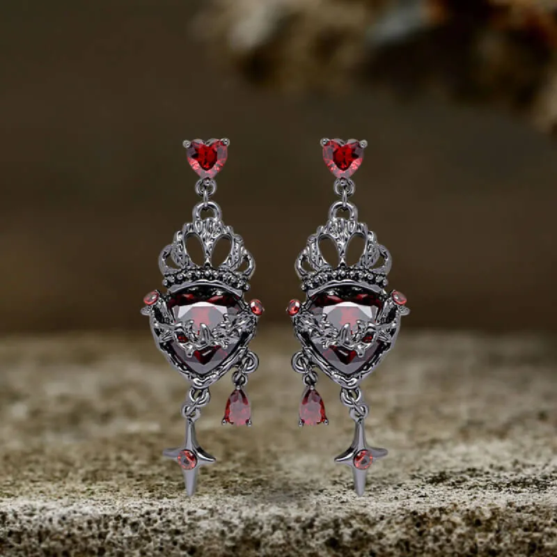 Gothic Crown Heart Four-Pointed Star Alloy Earrings sold by GTHIC