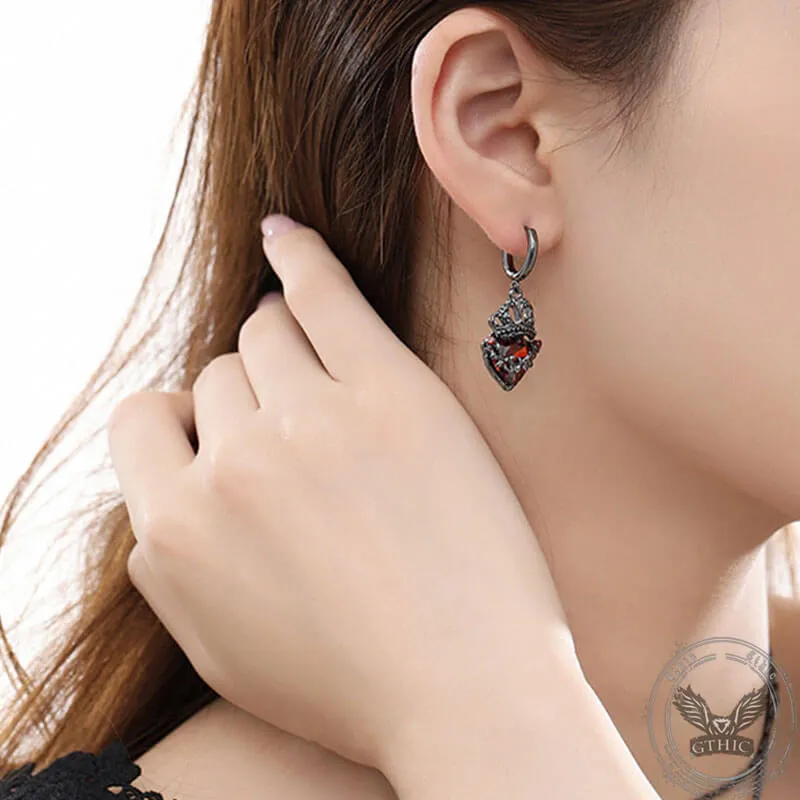 Gothic Crown Heart Alloy Earrings sold by GTHIC product image thumbnail 2