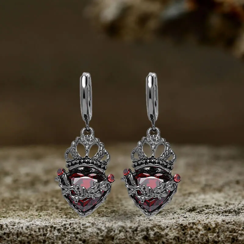 Gothic Crown Heart Alloy Earrings sold by GTHIC