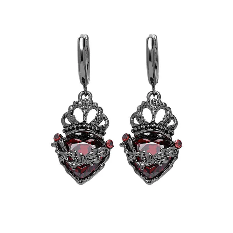 Gothic Crown Heart Alloy Earrings sold by GTHIC product image thumbnail 4