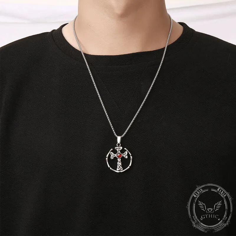 Gothic Circle Braided Cross Stainless Steel Pendant sold by GTHIC product image thumbnail 2