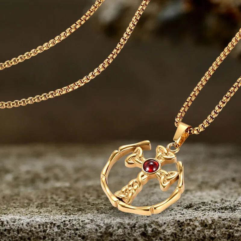 Gothic Circle Braided Cross Stainless Steel Pendant sold by GTHIC product image thumbnail 3