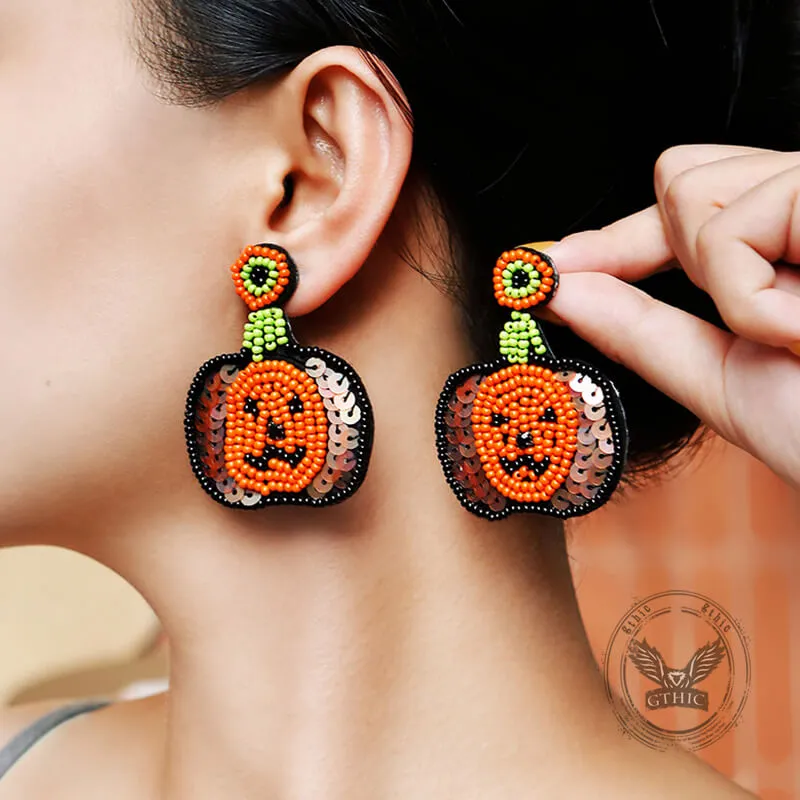 Halloween Hat Ghost Pumpkin Bat Rice Bead Earrings sold by GTHIC product image thumbnail 3