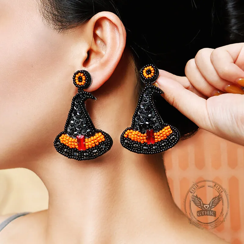 Halloween Hat Ghost Pumpkin Bat Rice Bead Earrings sold by GTHIC product image thumbnail 2
