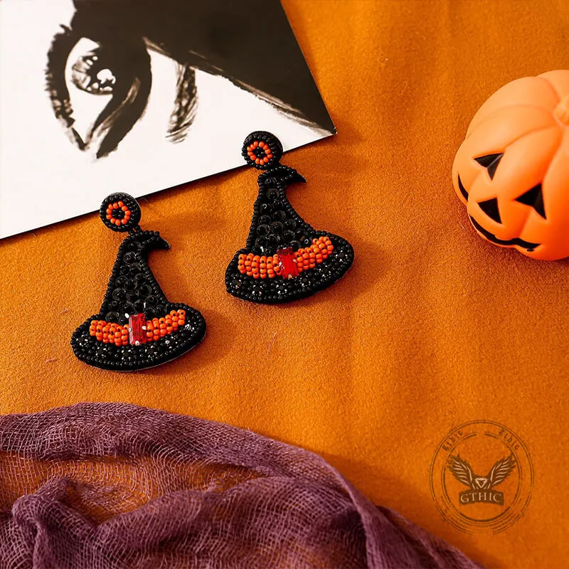Halloween Hat Ghost Pumpkin Bat Rice Bead Earrings sold by GTHIC product image thumbnail 4