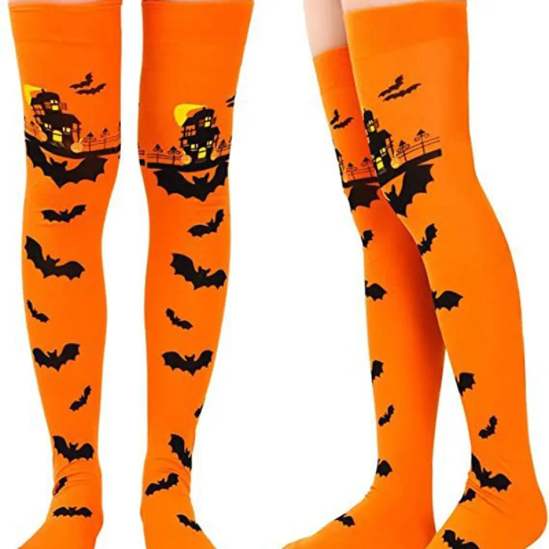 Spider Web Bat Halloween Print Socks sold by GTHIC