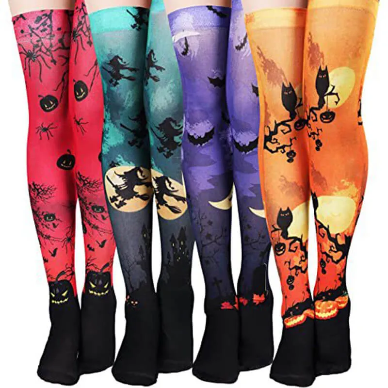 Halloween Ghost Pumpkin Bat Print Socks sold by GTHIC