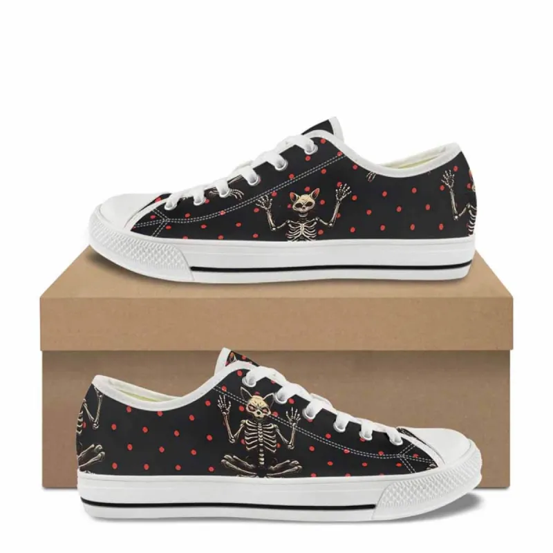 Devil Skeleton Cat Polka Dot Canvas Shoes sold by GTHIC