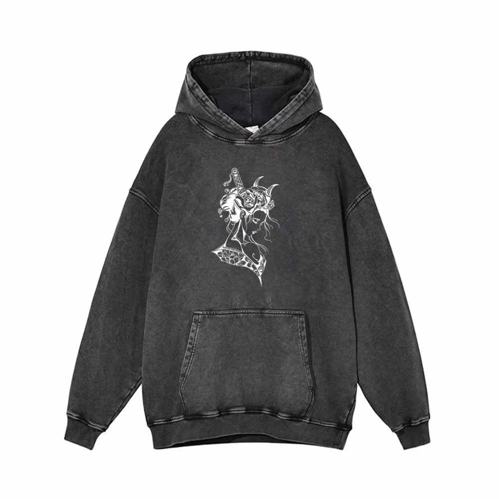 Japanese Samurai Geisha Vintage Washed Hoodie sold by GTHIC
