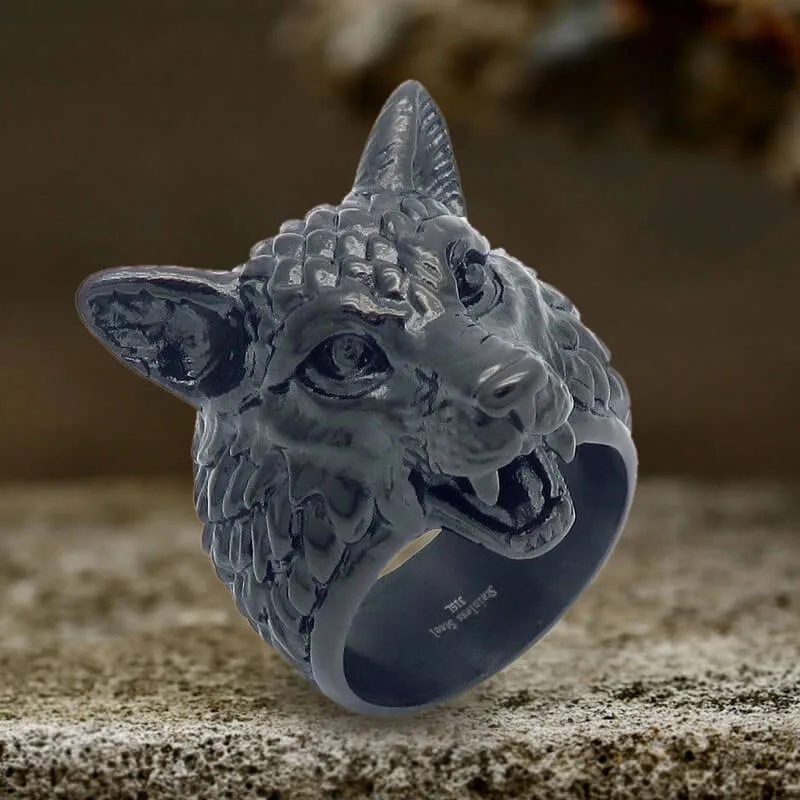 Punk Viking Wolf Head Stainless Steel Ring sold by GTHIC product image thumbnail 5