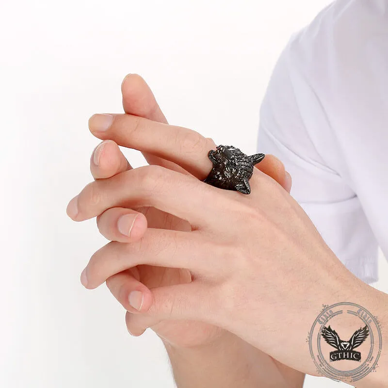 Punk Viking Wolf Head Stainless Steel Ring sold by GTHIC product image thumbnail 3