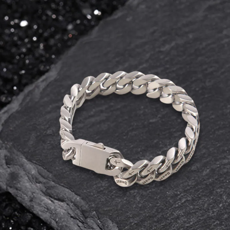 Simple Beast Cross Cuban Link Stainless Steel Bracelet sold by GTHIC