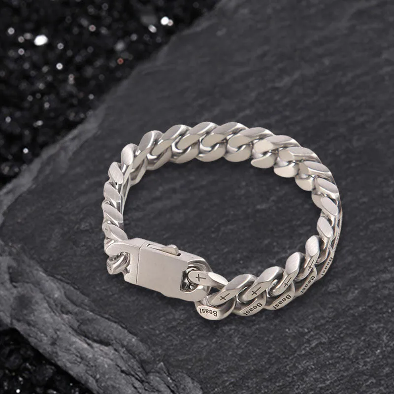 Simple Beast Cross Cuban Link Stainless Steel Bracelet sold by GTHIC
