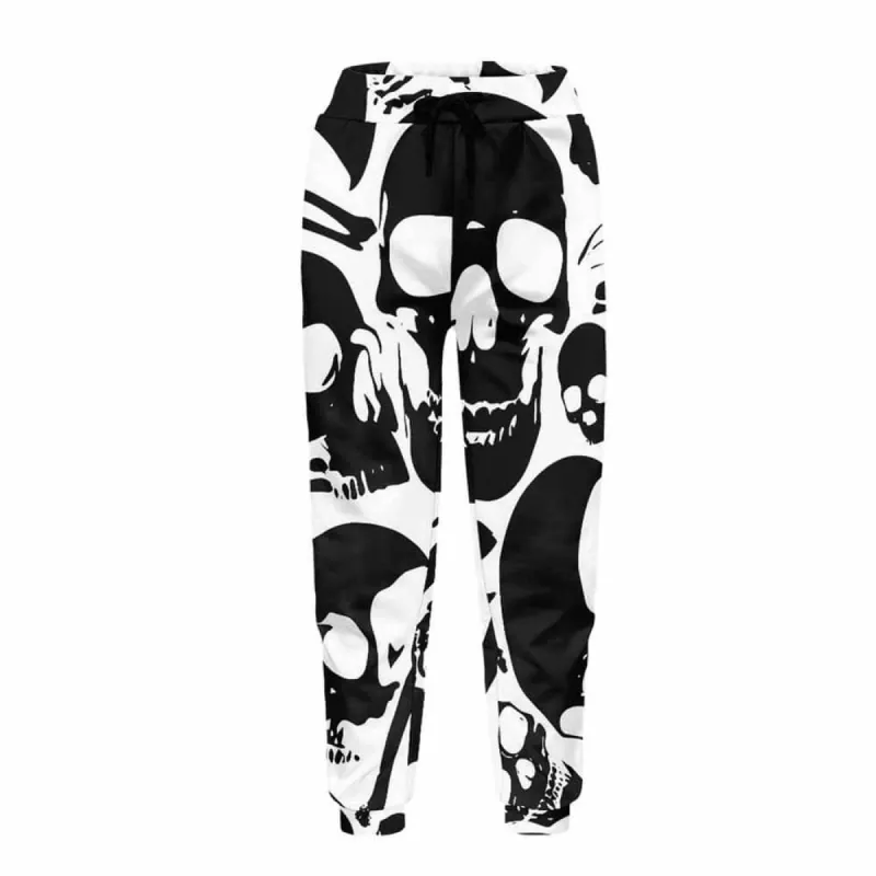 Black Skull Print Elastic Casual Pants sold by GTHIC