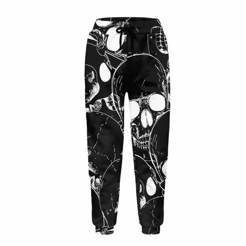 Skull Print Elastic Casual Pants sold by GTHIC