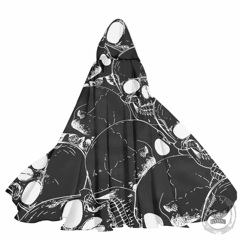 Skull Print Strap Hooded Cape sold by GTHIC product image thumbnail 2