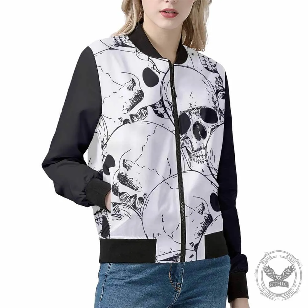 Horror Gothic Skull Zip-Up Stand Neck Jacket sold by GTHIC