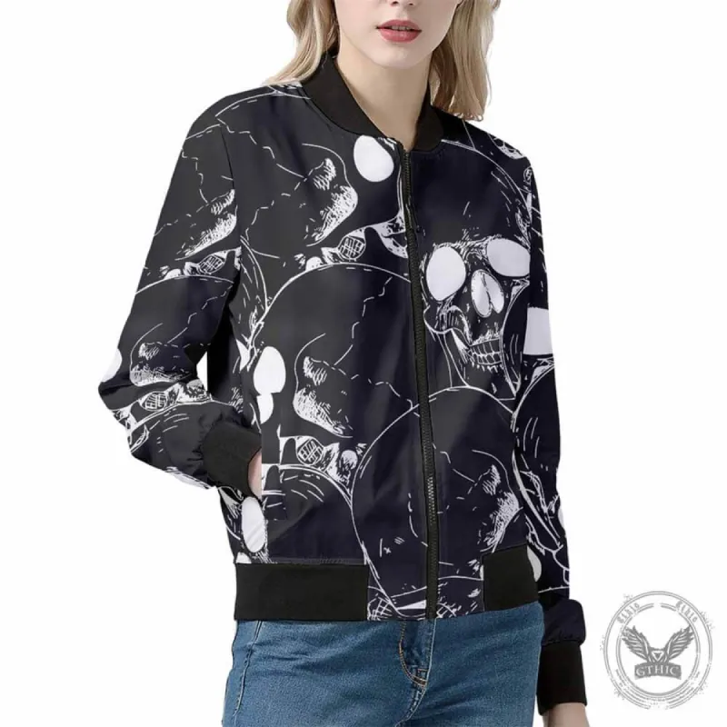 Gothic Skull Zip-Up Stand Neck Jacket sold by GTHIC