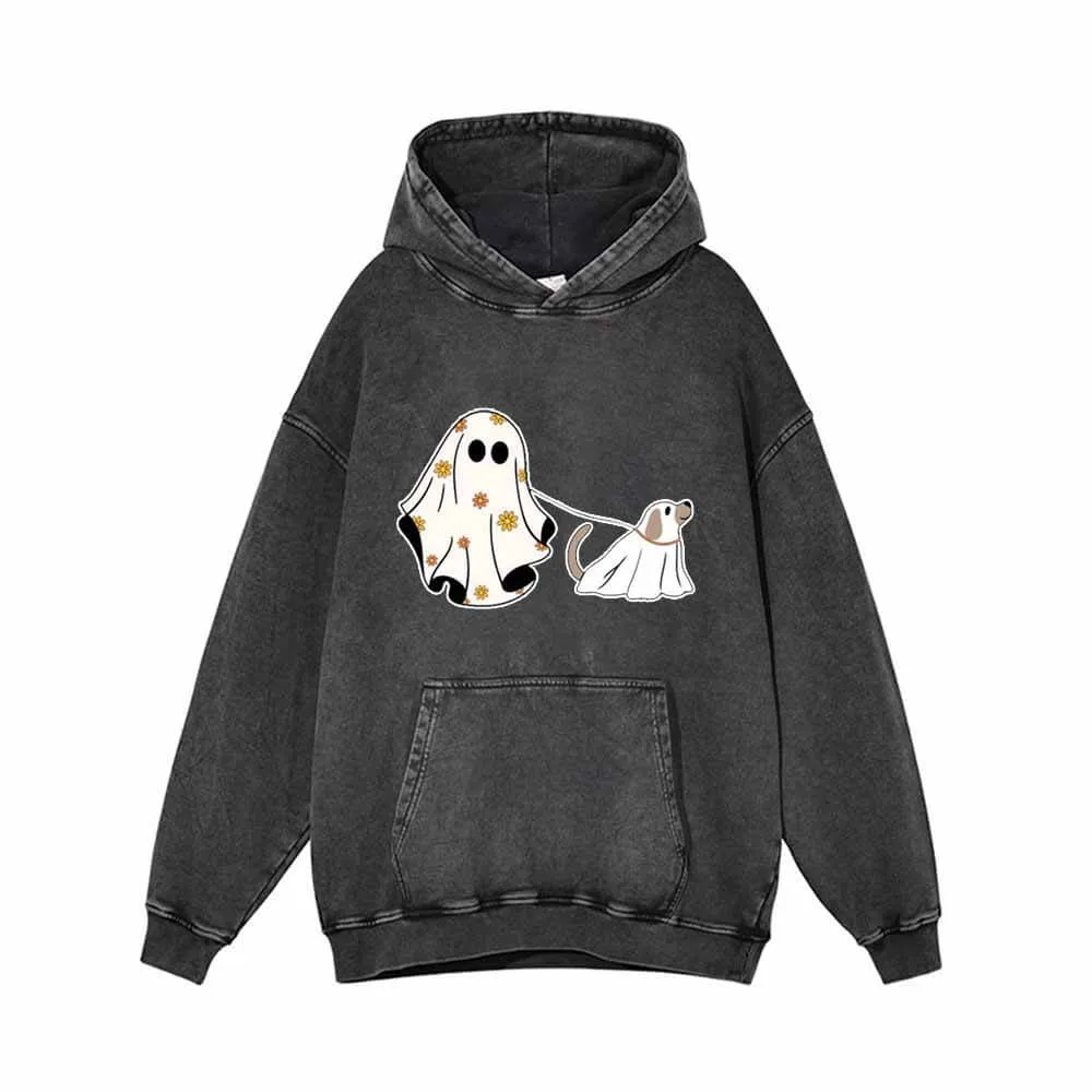 Ghost With Ghost Dog Vintage Washed Hoodie sold by GTHIC