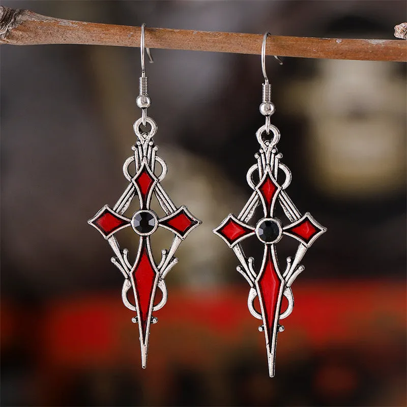 Gothic Vampire Cross Alloy Earrings sold by GTHIC product image thumbnail 4