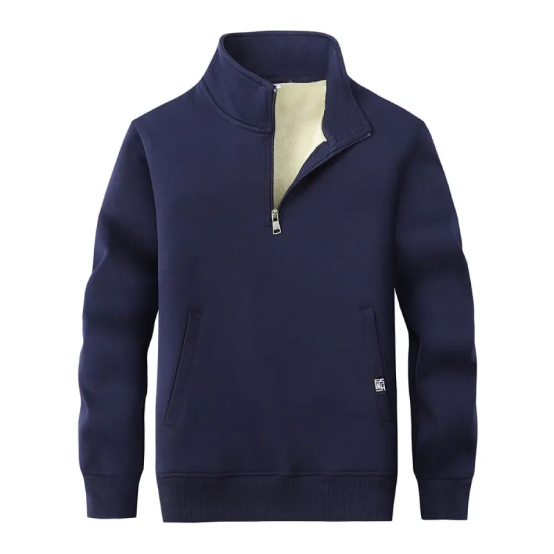 Solid Color Multicolor Stand Collar Zip Fleece Sherpa Sweatshirt sold by GTHIC