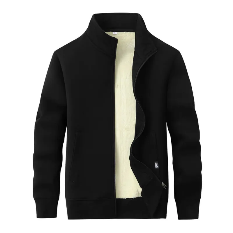 Solid Color Multicolor Fleece Sherpa Stand Collar Zip Cardigan sold by GTHIC