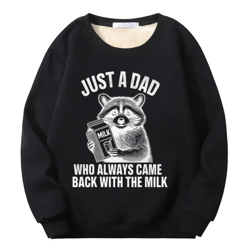 Multicolor Just A Dad Crew Collar Fleece Sherpa Sweatshirt sold by GTHIC