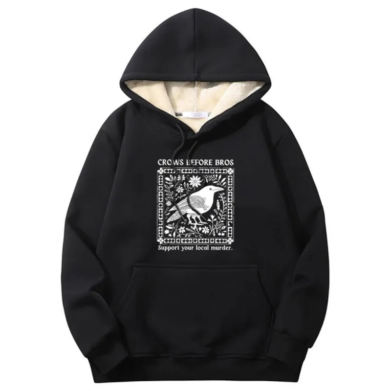Multicolor Crows Before Bros Warm Fleece Sherpa Lined Hoodie sold by GTHIC