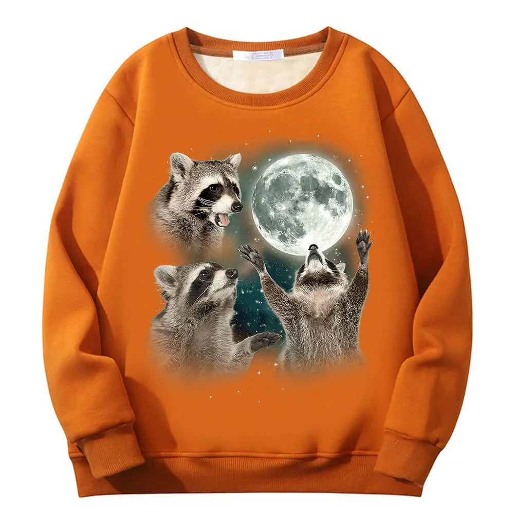 Racoons howling at the Moon Crew Collar Fleece Sherpa Sweatshirt sold by GTHIC product image thumbnail 3