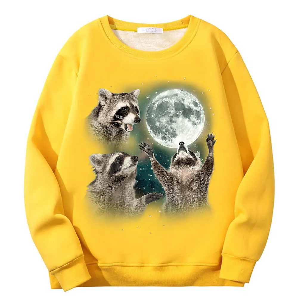 Racoons howling at the Moon Crew Collar Fleece Sherpa Sweatshirt sold by GTHIC product image thumbnail 4