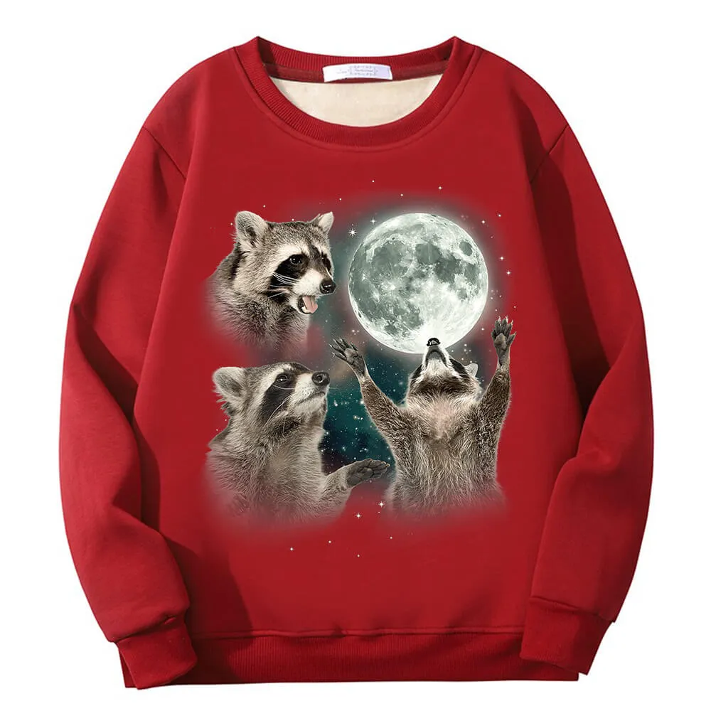 Racoons howling at the Moon Crew Collar Fleece Sherpa Sweatshirt sold by GTHIC product image thumbnail 2