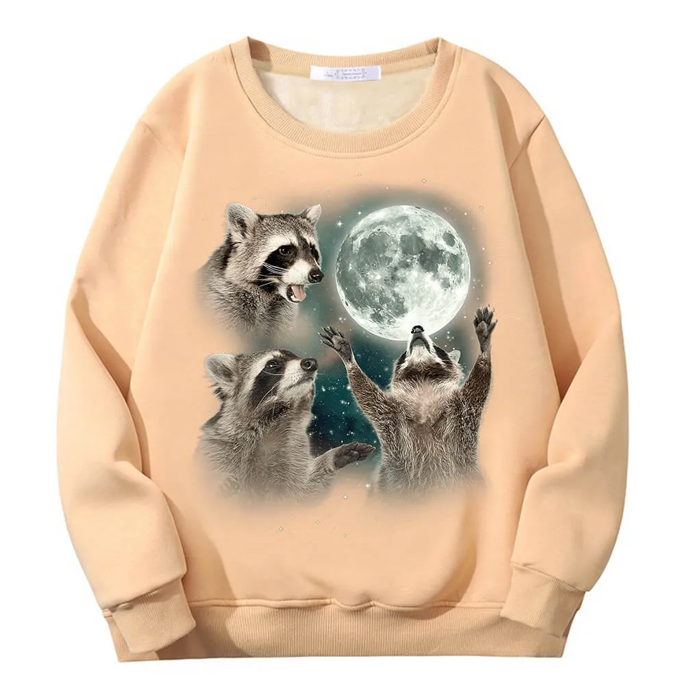 Racoons howling at the Moon Crew Collar Fleece Sherpa Sweatshirt sold by GTHIC product image thumbnail 5