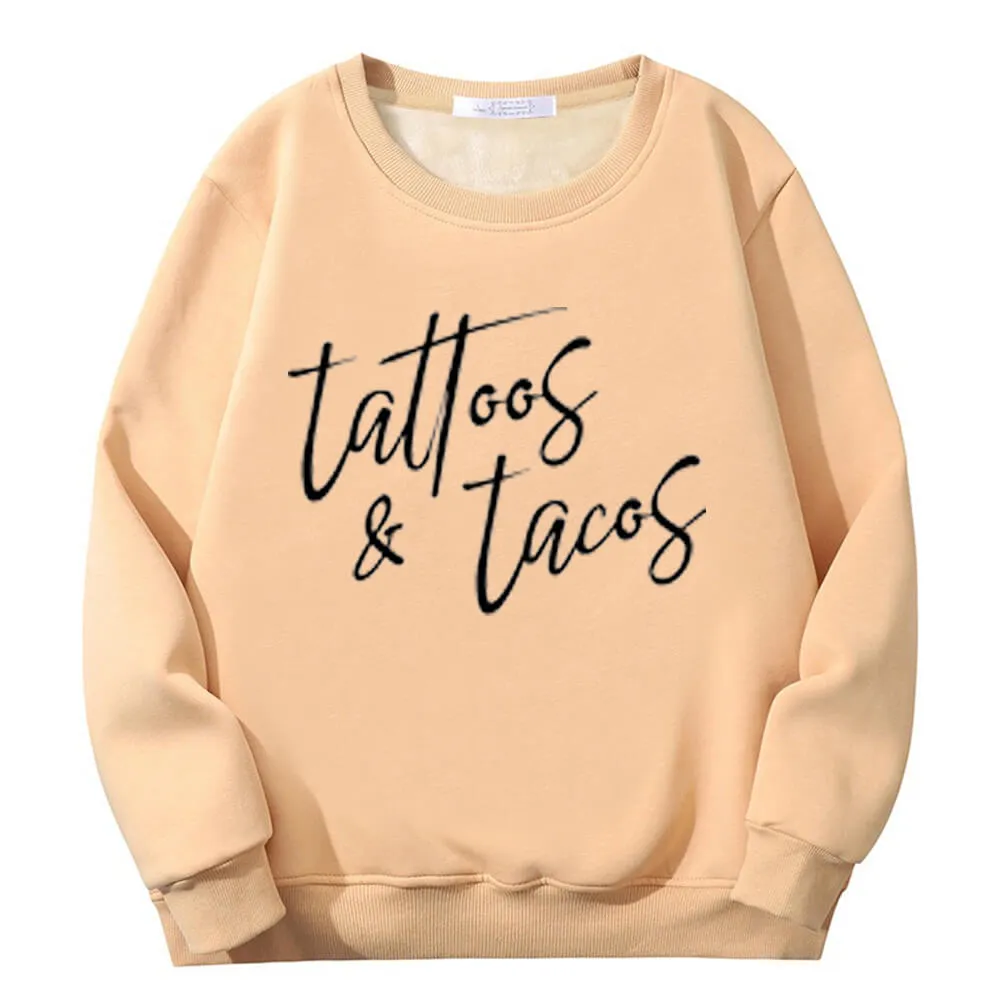 Multicolor Tattoos And Tacos Crew Collar Fleece Sweatshirt sold by GTHIC product image thumbnail 5