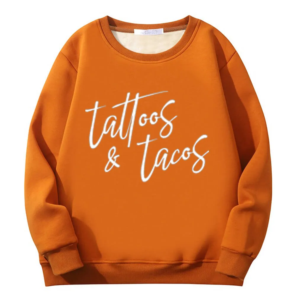 Multicolor Tattoos And Tacos Crew Collar Fleece Sweatshirt sold by GTHIC product image thumbnail 3