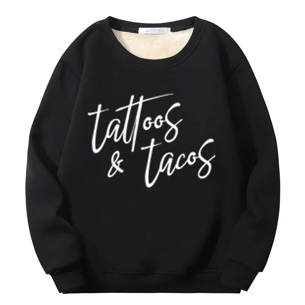Multicolor Tattoos And Tacos Crew Collar Fleece Sweatshirt sold by GTHIC product image thumbnail 2
