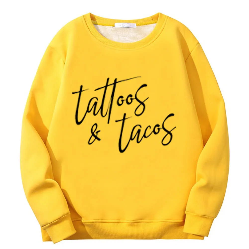 Multicolor Tattoos And Tacos Crew Collar Fleece Sweatshirt sold by GTHIC product image thumbnail 4