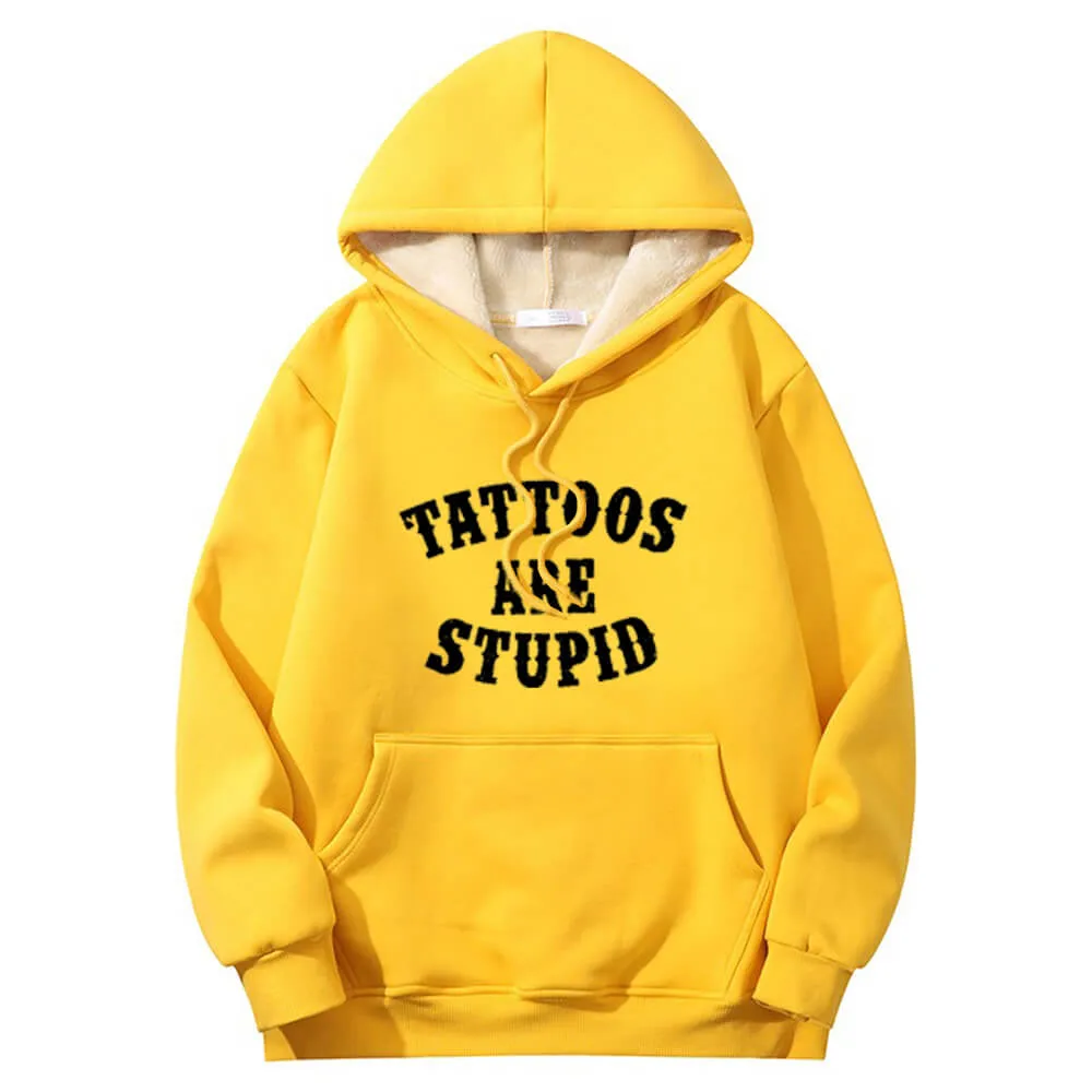 Multicolor Tattoos Are Stupid Warm Fleece Sherpa Lined Hoodie sold by GTHIC product image thumbnail 4